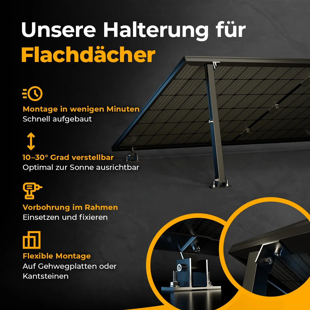 Balkonkraftwerk Flachdach Aufständerung – solago