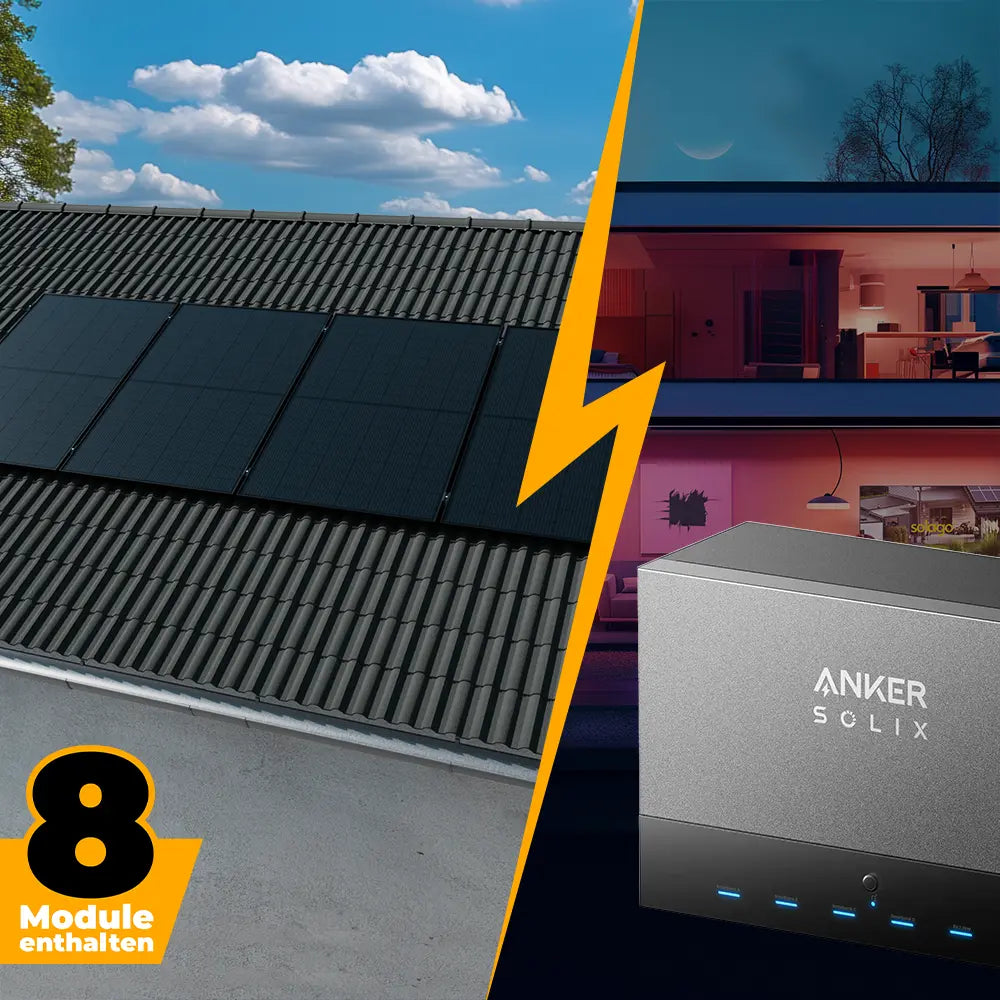Anker Power Dock Set mit Speicher und 2x Anker SOLIX Solarbank 3 Pro 4000W - Komplettset Schrägdach