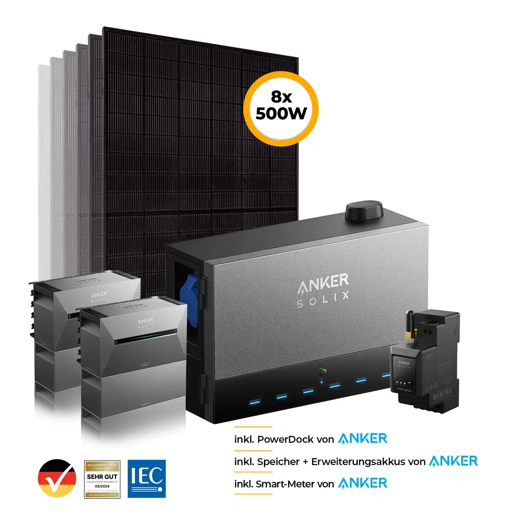 Anker Power Dock Set mit Speicher 4000W - inkl. 2x Anker SOLIX Solarbank 3 Pro