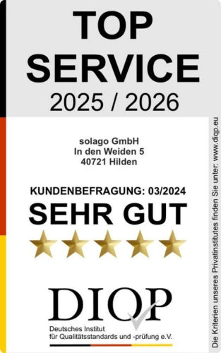 solago mit DIQP Top Service 2025/2026 ausgezeichnet, Kundenbefragung „sehr gut“