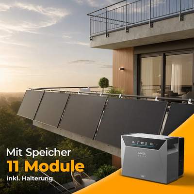 Solarkraftwerk 5500W mit Speicher Anker SOLIX 4 Pro - Komplettset Gitterbalkon
