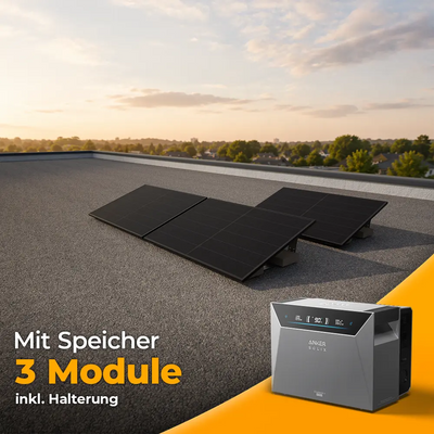 Balkonkraftwerk 1500W mit Speicher Anker SOLIX 4 Pro – Komplettset Flachdach/Boden