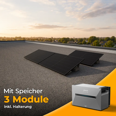 Balkonkraftwerk 1500W mit Speicher Anker SOLIX 3 Pro – Komplettset Flachdach/Boden