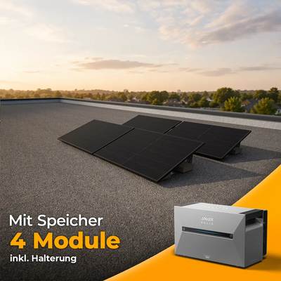 Balkonkraftwerk 2000W mit Speicher Anker SOLIX 3 Pro - Komplettset Flachdach/Boden
