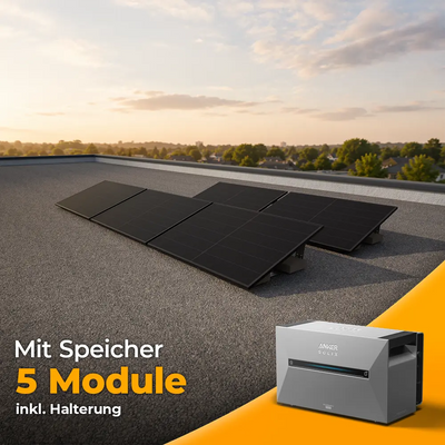 Solarkraftwerk 2500W mit Speicher Anker SOLIX 3 Pro - Komplettset Flachdach/Boden