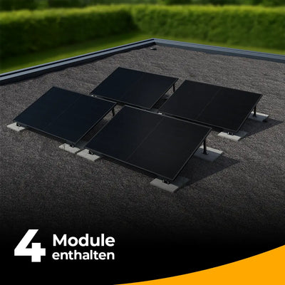 Balkonkraftwerk 2000W Glas-Glas bifazial - Komplettset Flachdach/Boden