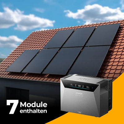 Solarkraftwerk 3500W mit Speicher Anker SOLIX 4 Pro - Komplettset Schrägdach