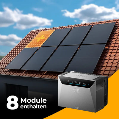 Solarkraftwerk 4000W mit Speicher Anker SOLIX 4 Pro - Komplettset Schrägdach