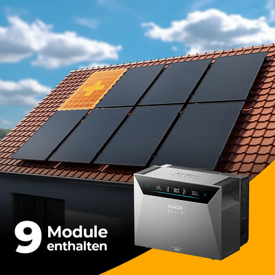 Solarkraftwerk 4500W mit Speicher Anker SOLIX 4 Pro - Komplettset Schrägdach