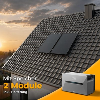 Balkonkraftwerk 1000W/800W mit Speicher Anker SOLIX 3 Pro - Komplettset Schrägdach