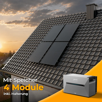 Balkonkraftwerk 2000W mit Speicher Anker SOLIX 3 Pro - Komplettset Schrägdach