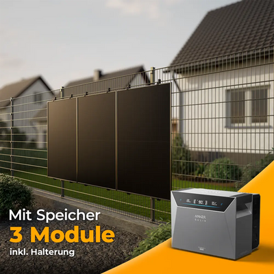 Balkonkraftwerk 1500W mit Speicher Anker SOLIX 4 Pro – Komplettset Stabgitterzaun