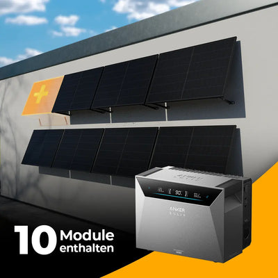 Solarkraftwerk 5000W mit Speicher Anker SOLIX 4 Pro - Komplettset Wandmontage