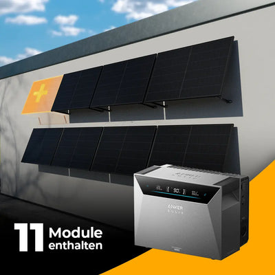 Solarkraftwerk 5500W mit Speicher Anker SOLIX 4 Pro - Komplettset Wandmontage