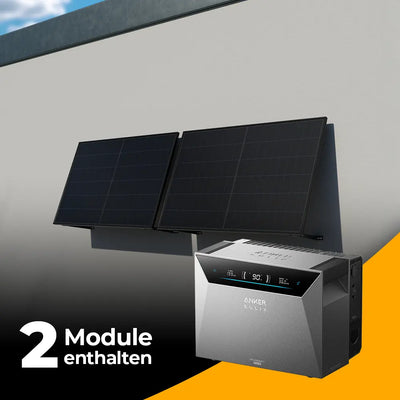 Balkonkraftwerk 1000W/800W mit Speicher Anker SOLIX 4 Pro - Komplettset Wandmontage