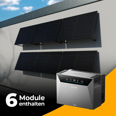 Solarkraftwerk 3000W mit Speicher Anker SOLIX 4 Pro - Komplettset Wandmontage