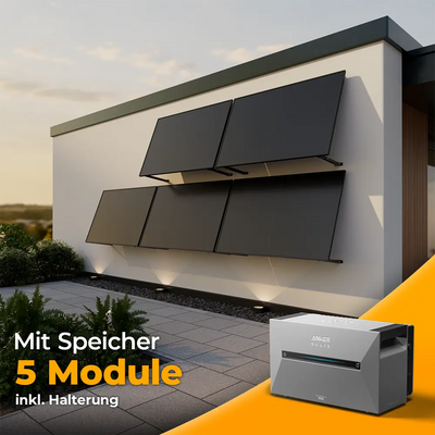 Solarkraftwerk 2500W mit Speicher Anker SOLIX 3 Pro - Komplettset Wandmontage