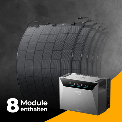 Balkonkraftwerk 1800W mit flexiblen Solarmodulen mit Speicher Anker SOLIX 4 Pro - Set