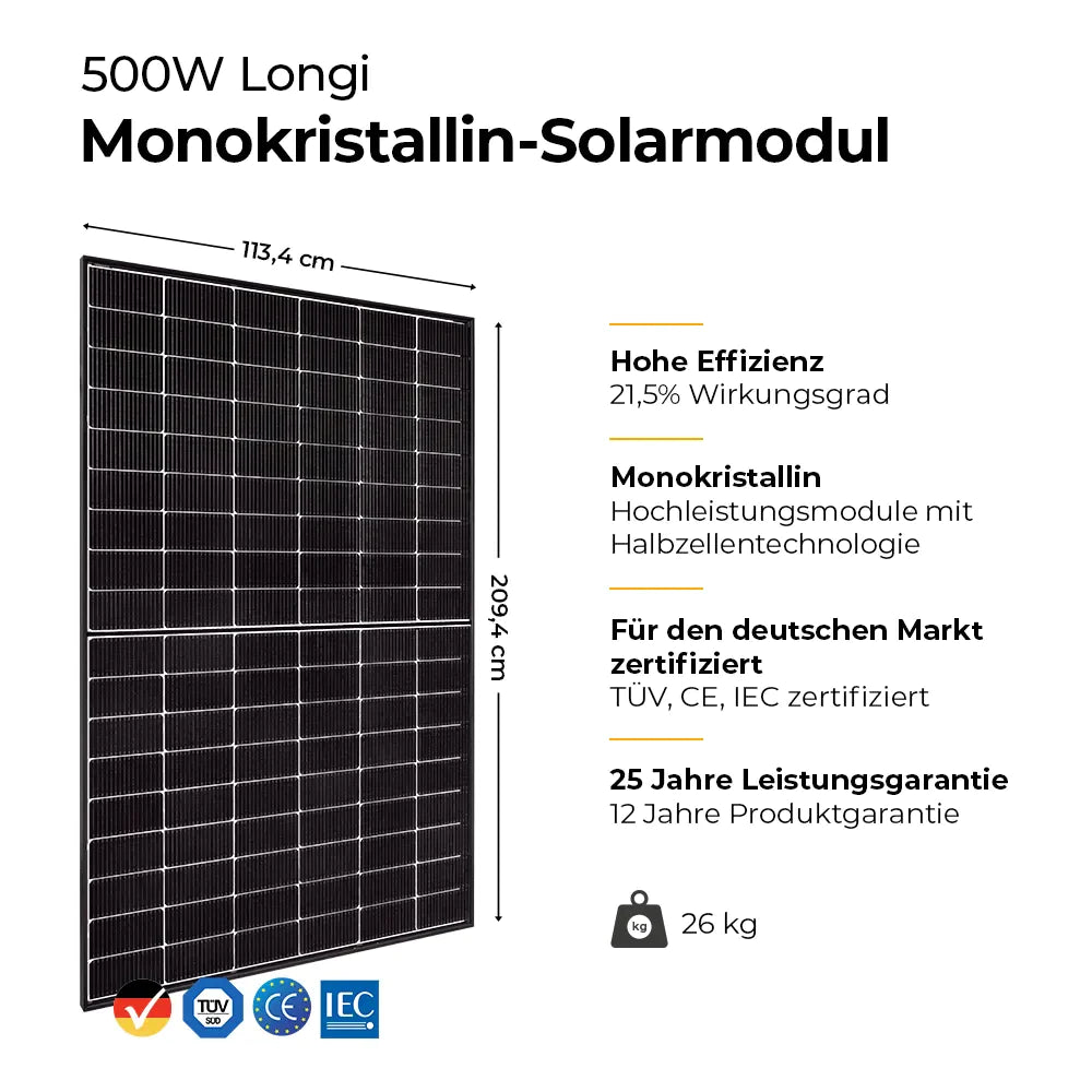 2000W Balkonkraftwerk Komplettset inkl. 500W Solarmodule, Hoymiles