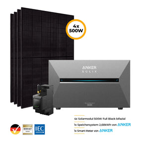Balkonkraftwerk mit Speicher 2000W - inkl. Anker SOLIX Solarbank 3 Pro