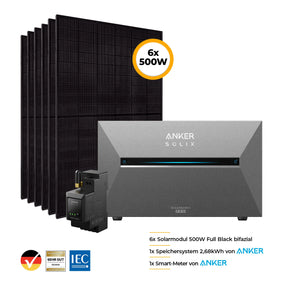 Balkonkraftwerk mit Speicher 3000W - inkl. Anker SOLIX Solarbank 3 Pro Set Bild