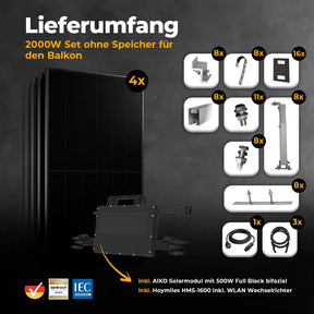 Gitterbalkon 2000W Balkonkraftwerk Lieferumfang – solago