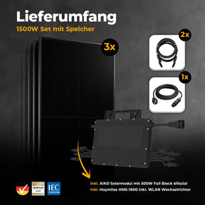 Balkonkraftwerk mit 1500W ohne Halterung Lieferumfang