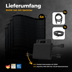 Balkonkraftwerk 900W Flexmodul ohne Speicher - Komplettset