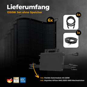 Leichtes Balkonkraftwerk mit flexiblen Solarmodulen - Komplettset inkl. Hoymiles