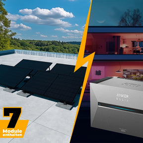 Balkonkraftwerk mit Anker SOLIX Solarbank 3 Pro 3500W Glas-Glas bifazial - Komplettset Flachdach/Boden