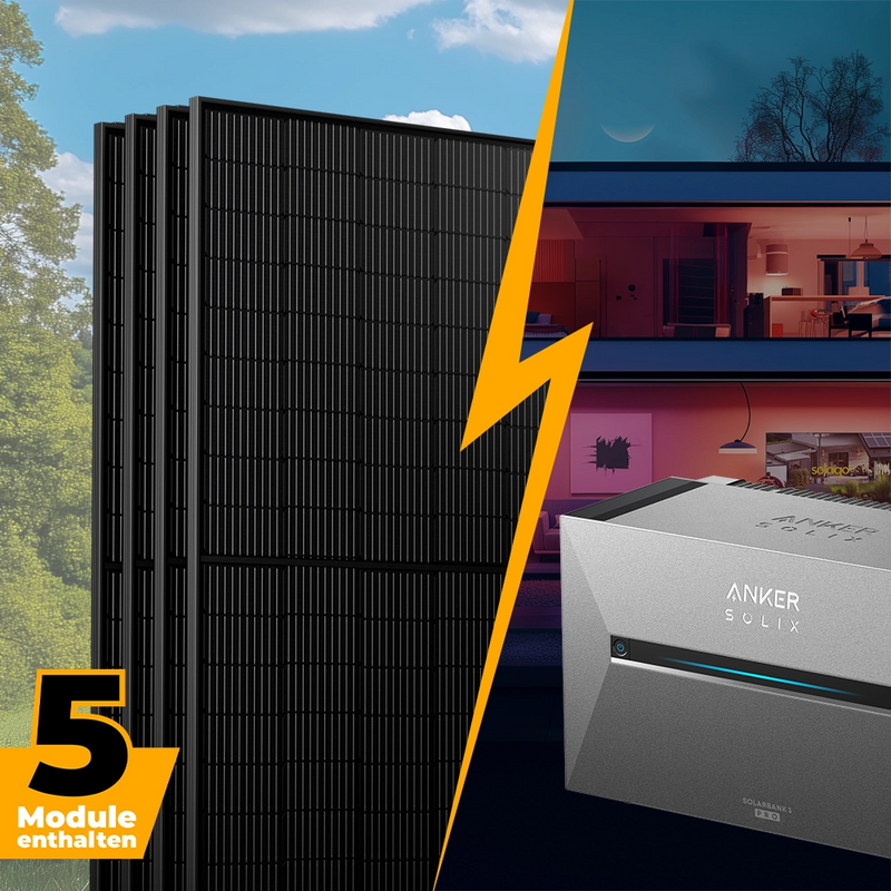 Solarkraftwerk mit Speicher 2500W - inkl. Anker SOLIX Solarbank 3 Pro