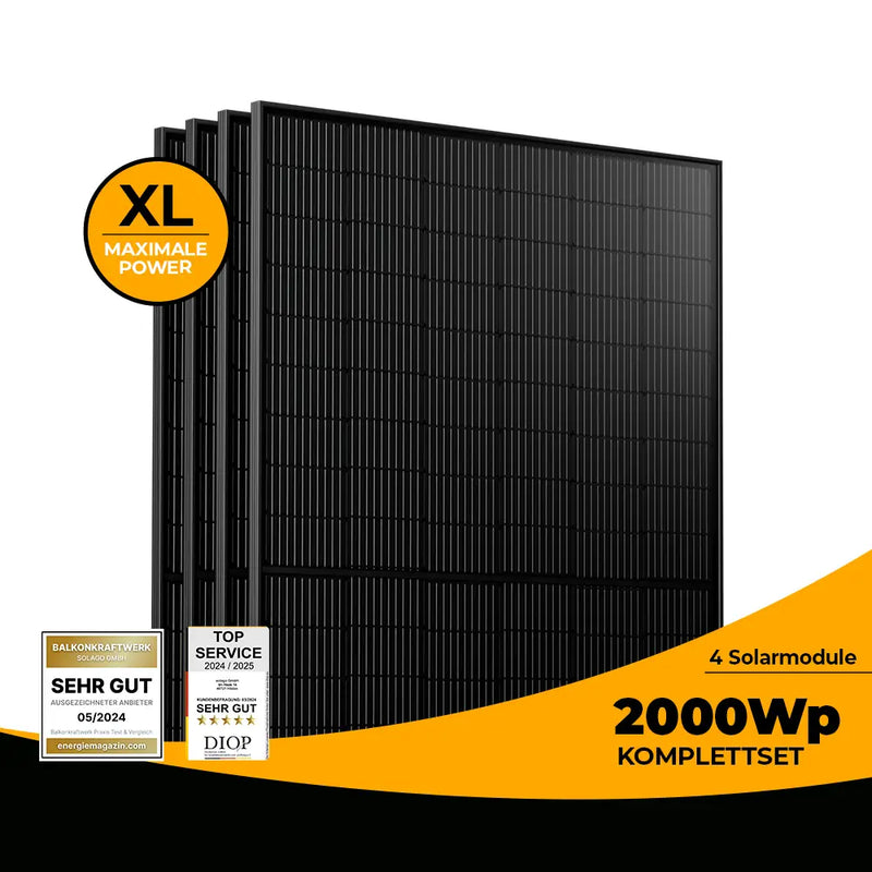 Balkonkraftwerk 2000 Watt Komplettset Glas-Glas