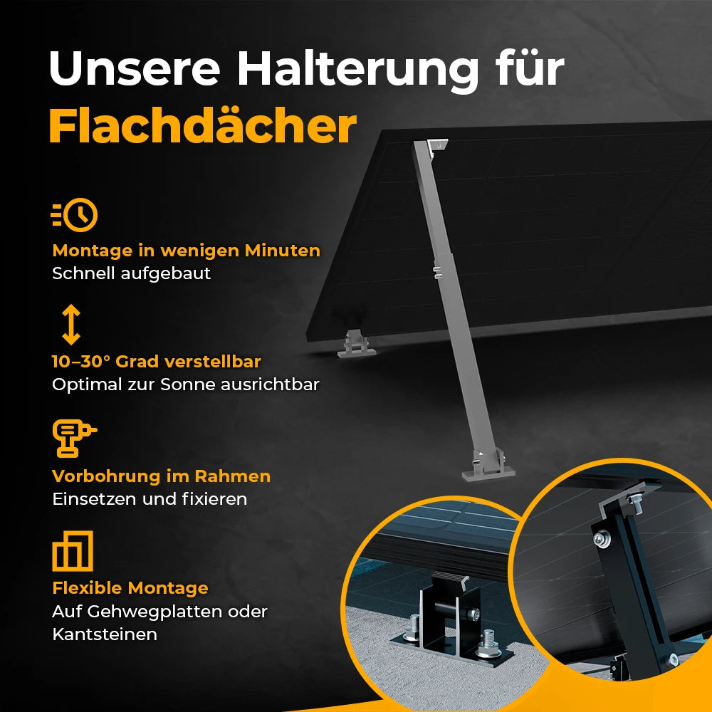 Balkonkraftwerk Flachdach Aufständerung – solago