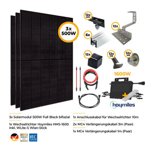 Balkonkraftwerk Komplettset mit Halterung 1500W
