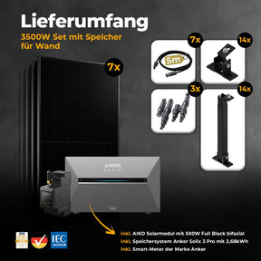 Solarkraftwerk 3500W mit Speicher Anker SOLIX 3 Pro - Komplettset Wandmontage