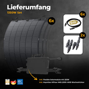Leichtes Balkonkraftwerk mit flexiblen Solarmodulen - Komplettset inkl. Hoymiles