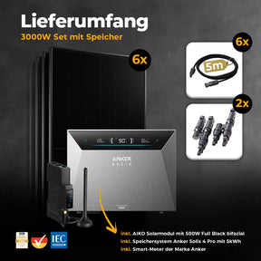 Solarkraftwerk 3000W mit Speicher Anker SOLIX 4 Pro - Set