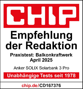CHIP Praxistext Balkonkraftwerk Anker SOLIX 3 Pro Badge