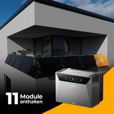 Solarkraftwerk 5500W mit Speicher Anker SOLIX 4 Pro - Komplettset Gitterbalkon