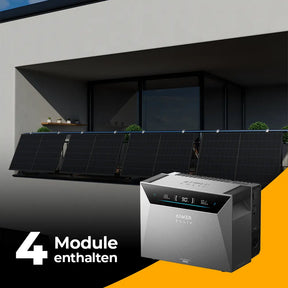 Produktbild - Balkonkraftwerk mit Anker SOLIX Solarbank 4 Pro 2000W Glas-Glas bifazial - Komplettset Gitterbalkon