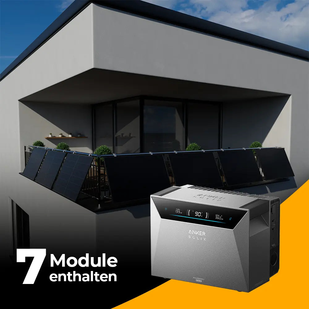 Produktbild - Solarkraftwerk 3500W mit Speicher Anker SOLIX 4 Pro - Komplettset Gitterbalkon