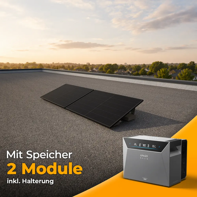 Balkonkraftwerk 1000W/800W mit Speicher Anker SOLIX 4 Pro - Komplettset Flachdach/Boden