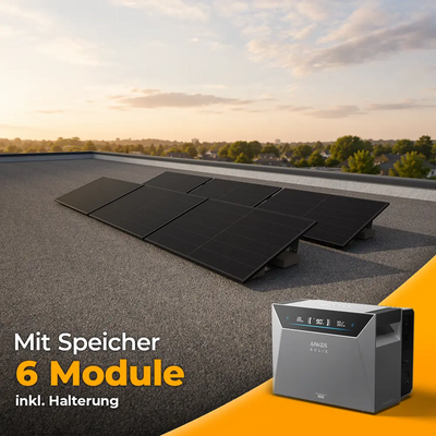 Solarkraftwerk 3000W mit Speicher Anker SOLIX 4 Pro - Komplettset Flachdach/Boden