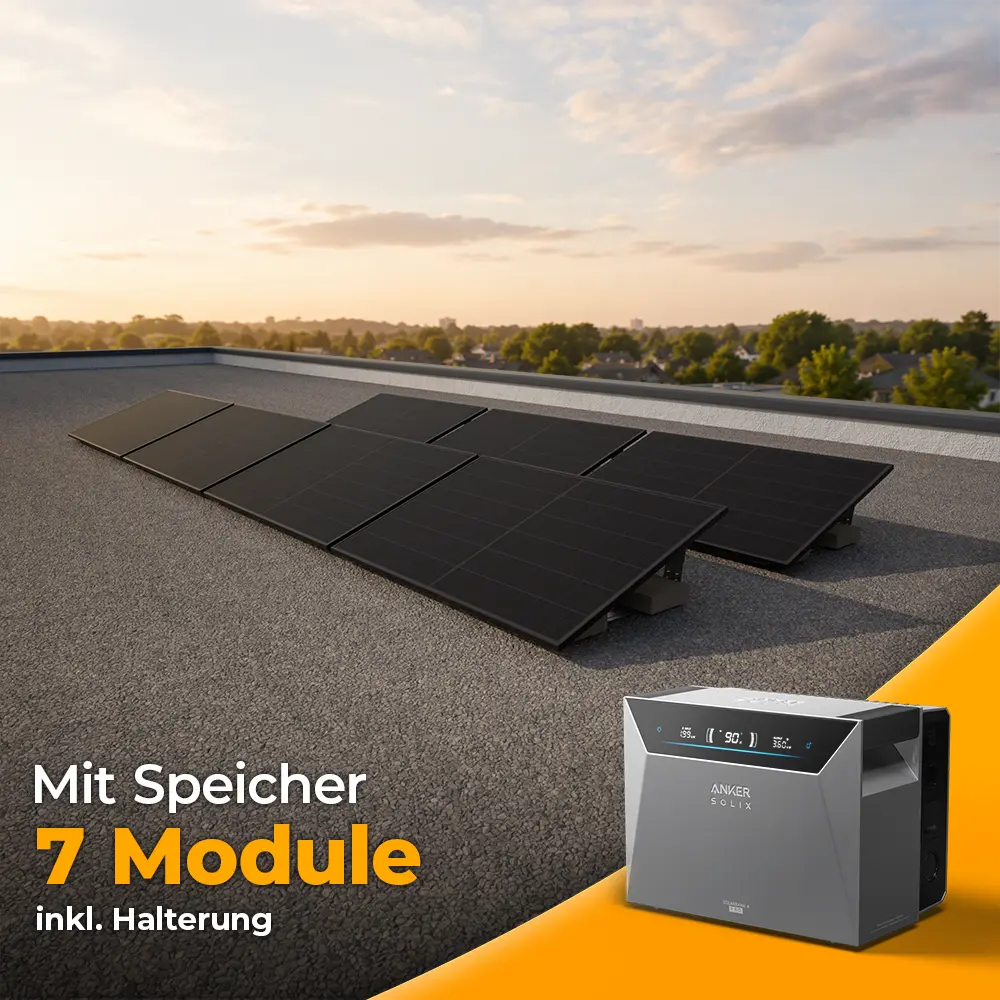 Solarkraftwerk 3500W mit Speicher Anker SOLIX 4 Pro - Komplettset Flachdach/Boden