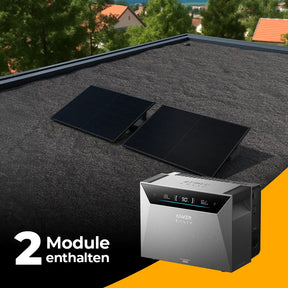 Produktbild - Balkonkraftwerk 1000W/800W mit Speicher Anker SOLIX 4 Pro - Komplettset Flachdach/Boden