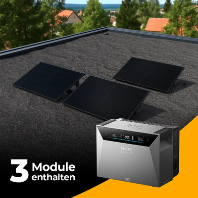 Balkonkraftwerk 1500W mit Speicher Anker SOLIX 4 Pro – Komplettset Flachdach/Boden