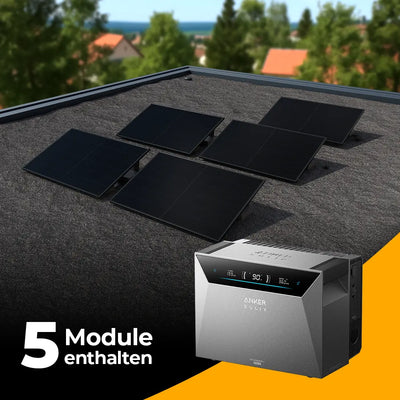 Solarkraftwerk 2500W mit Speicher Anker SOLIX 4 Pro - Komplettset Flachdach/Boden