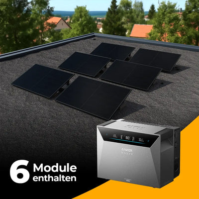 Solarkraftwerk 3000W mit Speicher Anker SOLIX 4 Pro - Komplettset Flachdach/Boden