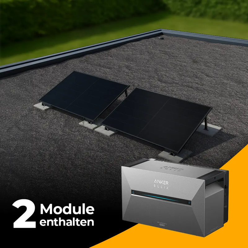 Balkonkraftwerk 1000W/800W mit Speicher Anker SOLIX 3 Pro - Komplettset Flachdach/Boden