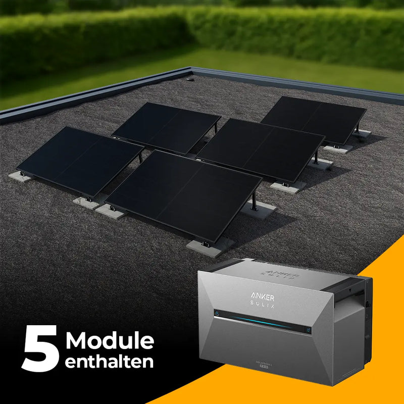 Solarkraftwerk 2500W mit Speicher Anker SOLIX 3 Pro - Komplettset Flachdach/Boden